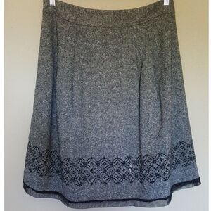 Ann Taylor Loft Heathered Black Pleat Detail Embellished Skirt sz 10 EUC